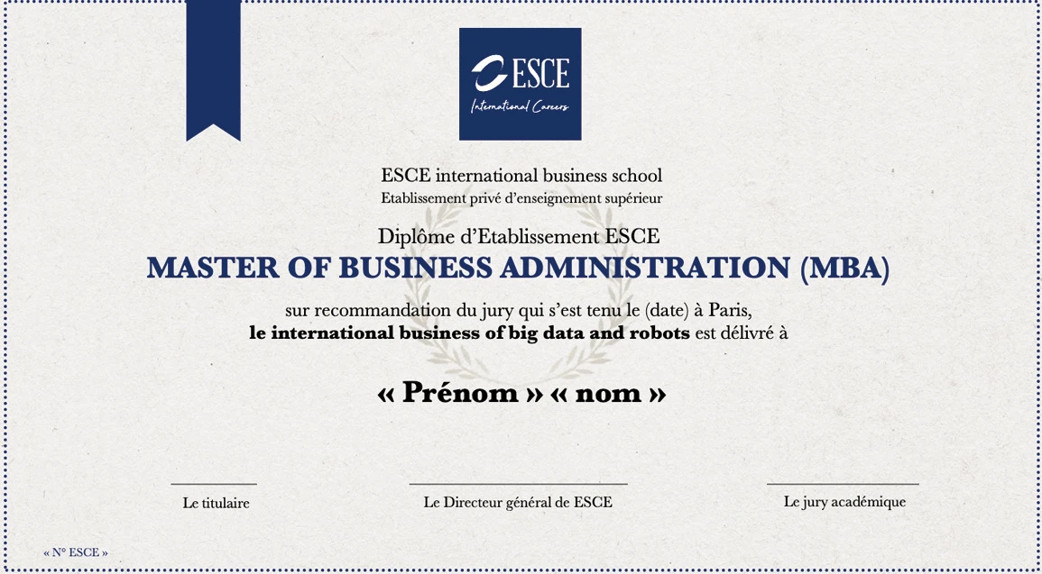 ESCE MBA 学位证书式样